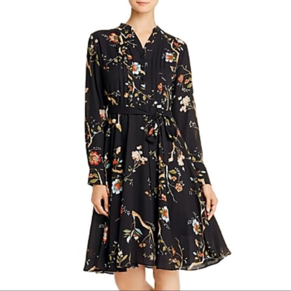 Black floral midi dress